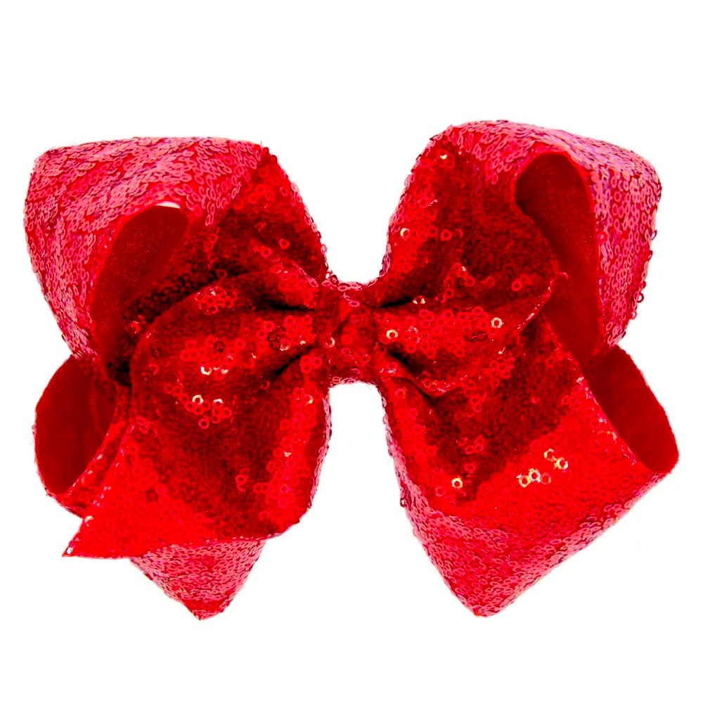 Hair Bow- Sequin. 8" Jumbo, alligator clip.NEW